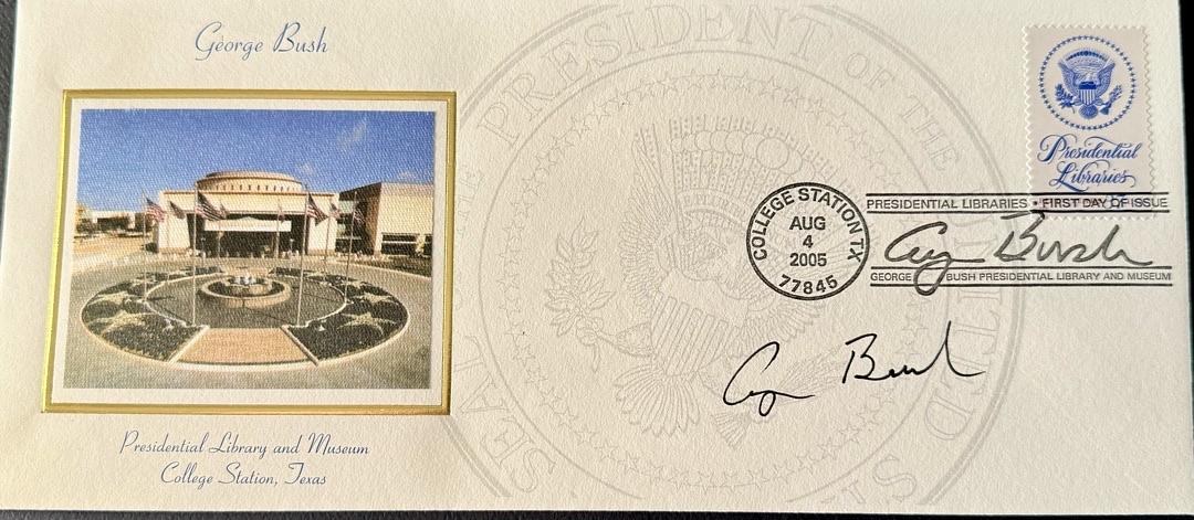 George Bush signed First Day Cover for Presidential Library - Bush Presidential Library COA